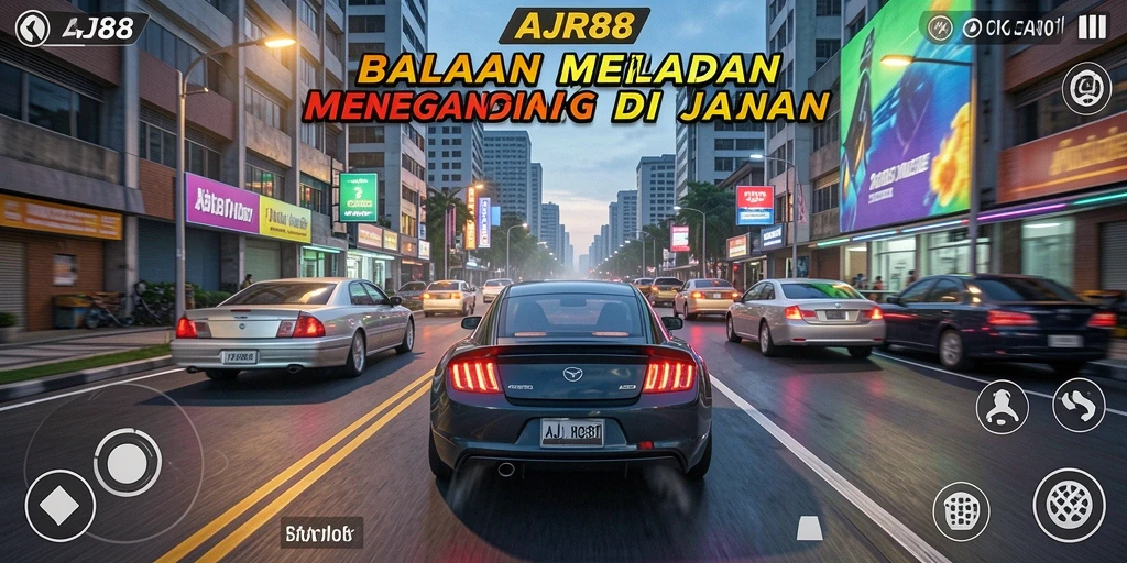 Tampilan antarmuka AJR88 saat menjelajahi trek balapan yang menantang.