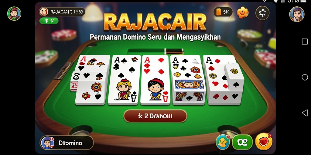 Antarmuka menarik dari permainan domino RAJACAIR.