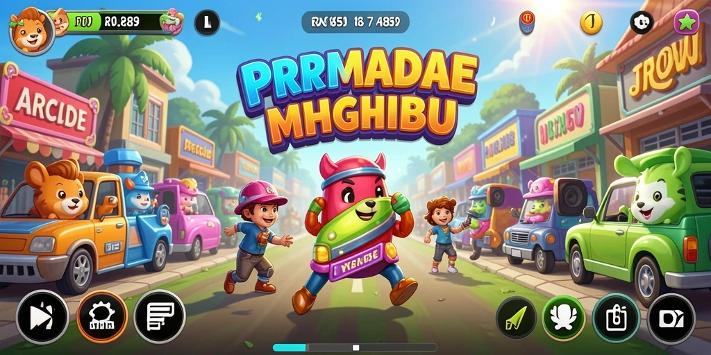 Antarmuka permainan RR89 yang penuh warna dan dinamis.