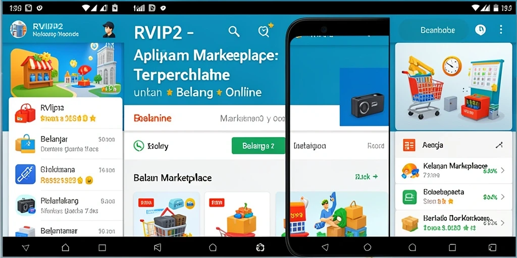 Antarmuka utama aplikasi RVIP2 yang menunjukkan berbagai kategori belanja.