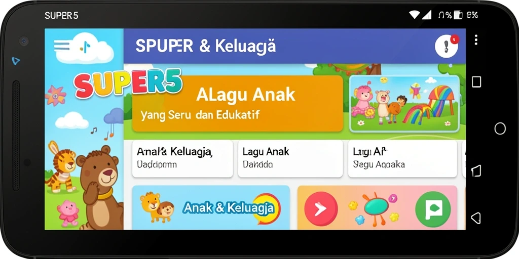 Antarmuka SUPER5 yang menarik dan ramah anak.