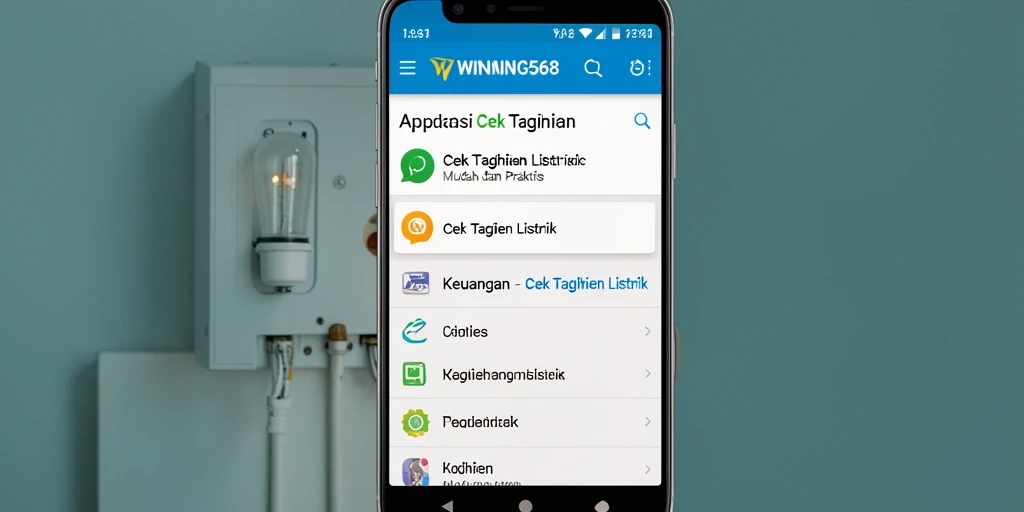 Tampilan antarmuka aplikasi WINNING568 untuk cek tagihan listrik yang informatif.