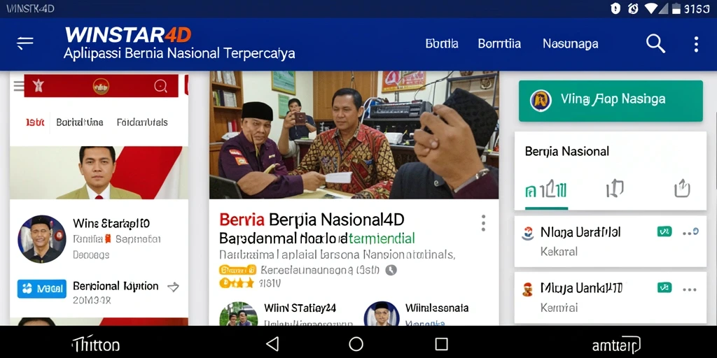 Antarmuka aplikasi WINSTAR4D yang menampilkan berita nasional terkini.
