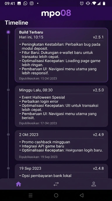 Riwayat Versi mpo08 untuk Pengguna Android